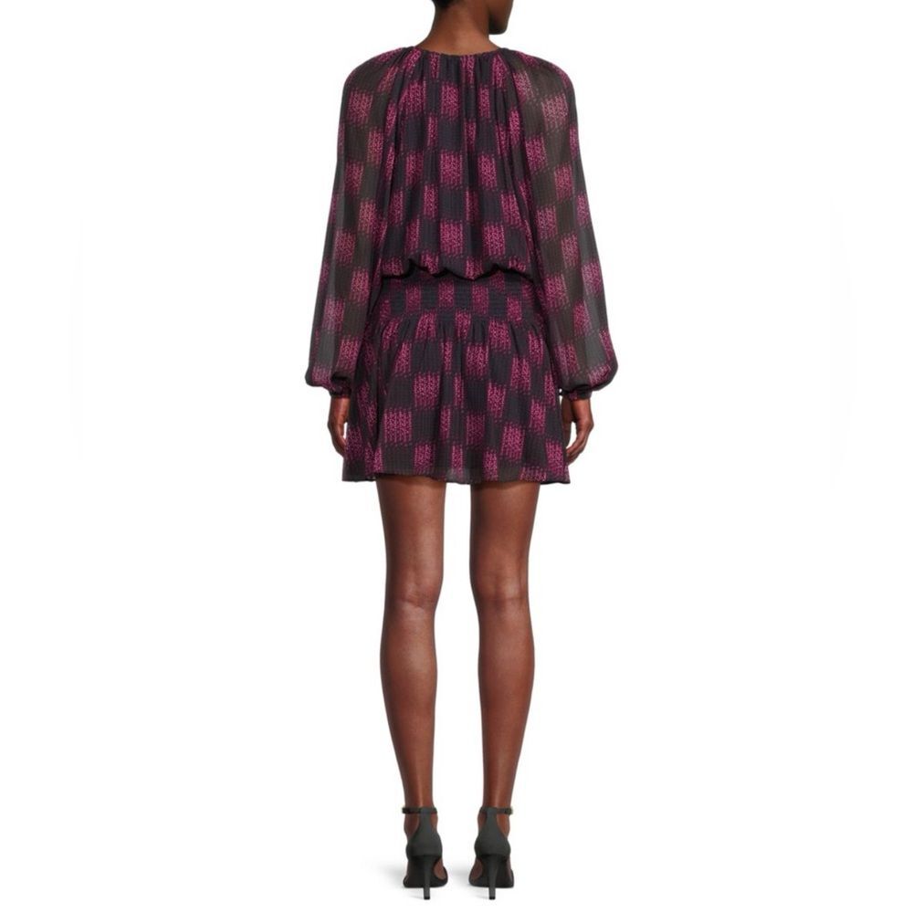 Ramy Brook Jaylah Abstract Blouson Mini Dress in Boysenberry, New, Size S - Picture 2 of 12